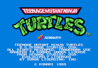 Teenage Mutant Ninja Turtles (US 4 Players, set 1) Title Screen
